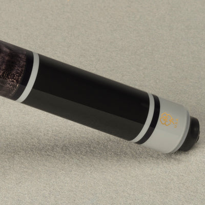 McDermott Select Series Black Painted Maple and Gray-Stained Maple No Wrap Pool Cue with Defy Carbon Fiber Shaft