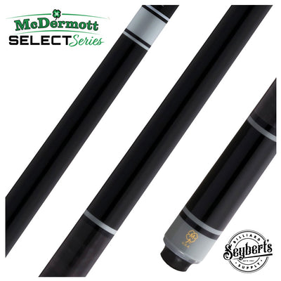 McDermott Select Series Black Painted Maple and Gray-Stained Maple No Wrap Pool Cue with Defy Carbon Fiber Shaft