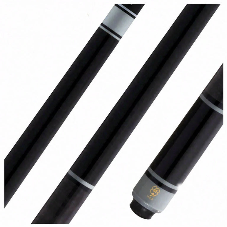 McDermott Select Series Black Painted Maple and Gray-Stained Maple No Wrap Pool Cue with Defy Carbon Fiber Shaft