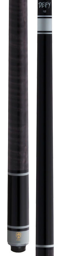 McDermott Select Series Black Painted Maple and Gray-Stained Maple No Wrap Pool Cue with Defy Carbon Fiber Shaft