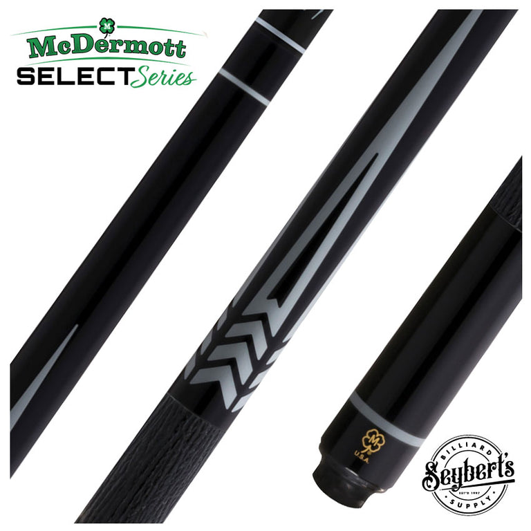 McDermott Select Series Black Urethane with Gray Points Pool Cue with Defy Carbon Fiber Shaft