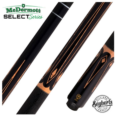 McDermott Select Series Black Urethane with Natural Stained Maple Points Pool Cue and Defy Carbon Fiber Shaft
