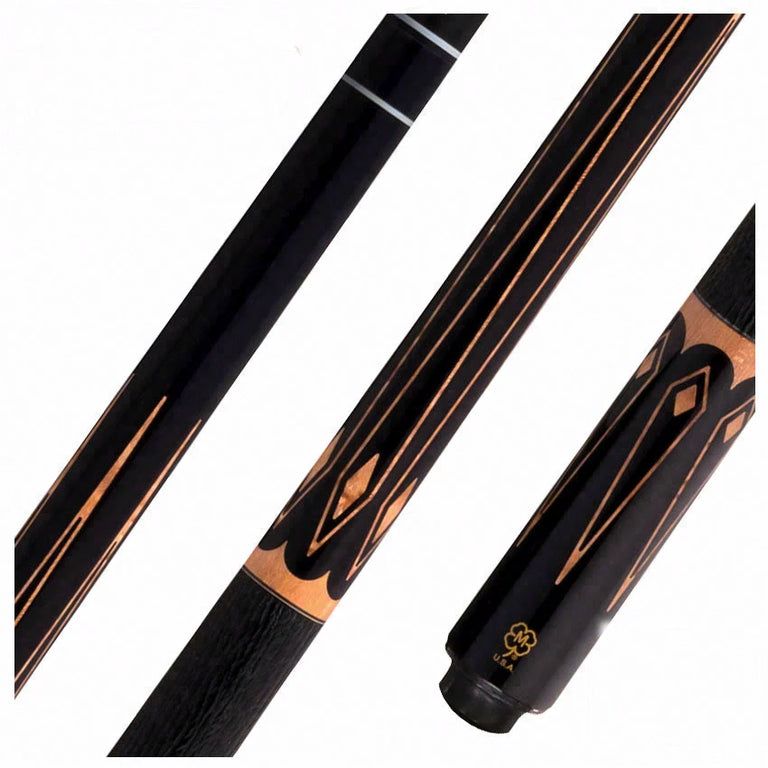 McDermott Select Series Black Urethane with Natural Stained Maple Points Pool Cue and Defy Carbon Fiber Shaft