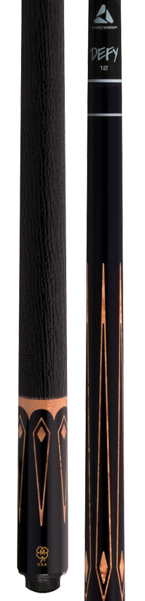 McDermott Select Series Black Urethane with Natural Stained Maple Points Pool Cue and Defy Carbon Fiber Shaft