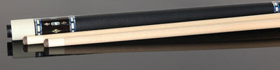 Balabushka SLE Series Birdseye Maple Forearm and Ebony Points with Blue Veneers and Abalone Inlays Pool Cue with Textured Leather Wrap