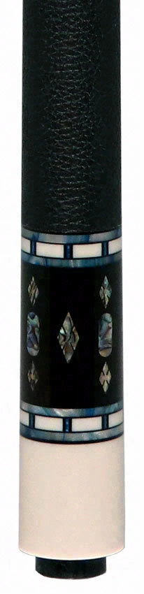 Balabushka SLE Series Birdseye Maple Forearm and Ebony Points with Blue Veneers and Abalone Inlays Pool Cue with Textured Leather Wrap