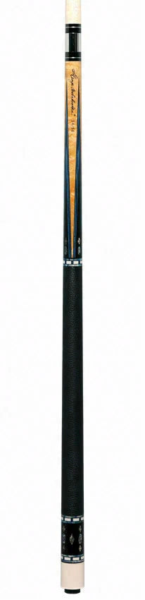 Balabushka SLE Series Birdseye Maple Forearm and Ebony Points with Blue Veneers and Abalone Inlays Pool Cue with Textured Leather Wrap