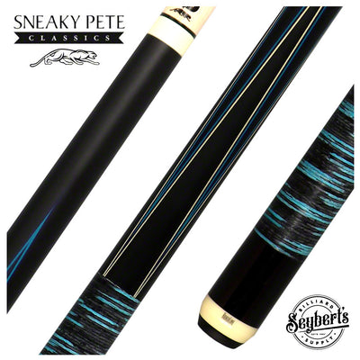 Predator 4 Point Sneaky Pete Black/Turquoise Stacked Leather Wrap Pool Cue - True Splice