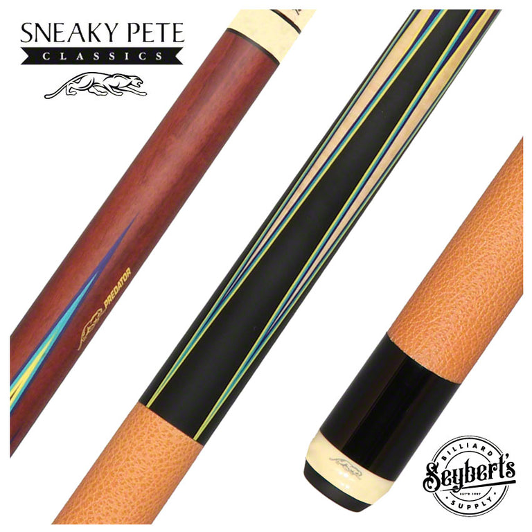 Predator 8 Point Sneaky Pete Purple Heart/Curly/Points Tan Leather Textured Wrap Pool Cue- True Splice