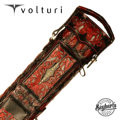 Volturi 2x4 Custom Hand Tooled Red and Black Crocodile Cue Case