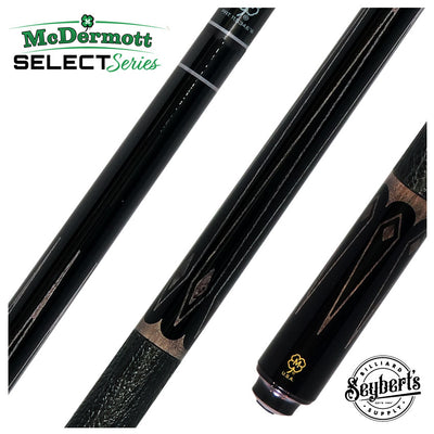 McDermott Select Series Black Urethane with Light Gray-Stained Maple Points Pool Cue and Defy Carbon Fiber Shaft