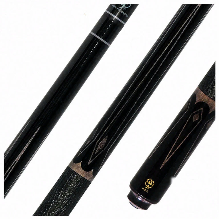 McDermott Select Series Black Urethane with Light Gray-Stained Maple Points Pool Cue and Defy Carbon Fiber Shaft