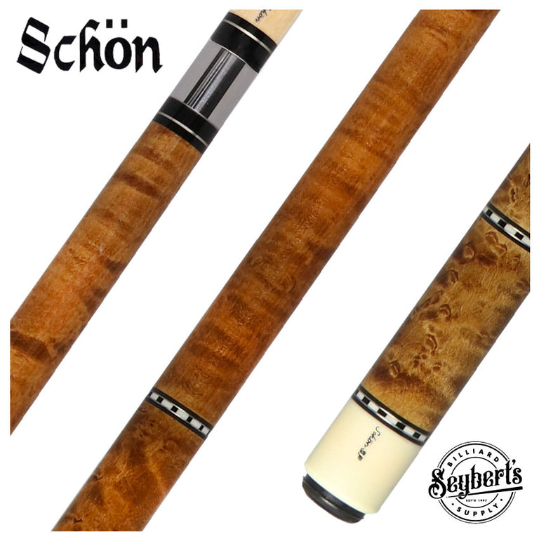 Schon STL1 Full Dark Stained Birdseye Maple Pool Cue - STL1SPBEDS2