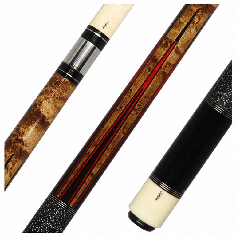 Schon STL Series Dark Stained with Red Points Pool Cue - STL6DSRD