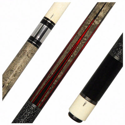 Schon STL Series Gray Stained with Red Points Pool Cue - STL6GYRD