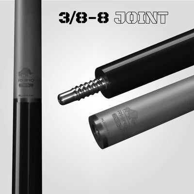 Rhino Luminax Series Jet Black Pool Cue with Sport Wrap - RCLUMSWBK125