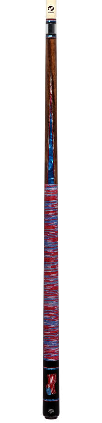 Viking Defender Series Rosewood Forearm and Blue Premium Pearl Points Pool Cue