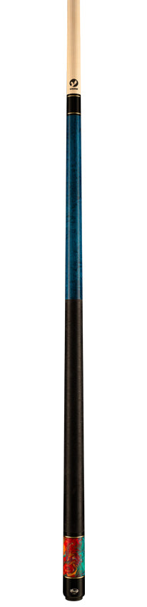 Viking BE0108 Bedlam Series Play Cue - Teal-Stained Maple with Aqua Fire Pearl