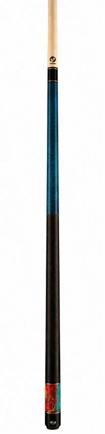Viking Bedlam Series Teal-Stained Maple with Aqua Fire Pearl Play Cue -  - BE0108