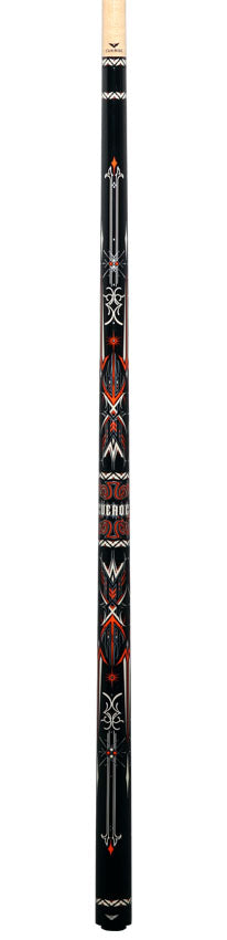 Cueroc Storm 1 Black and Orange Graphic No Wrap Pool Cue