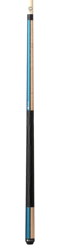 Lucasi Custom Duo Prussian Blue/Natural Super Birdseye Cue with Embossed Leather Wrap Pool Cue