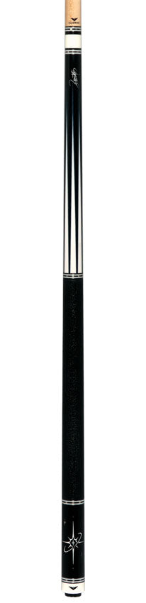 Cueroc ZiWei Star Dymond Ebony Wood with White Shell Points Pool Cue with Black Shark Wrap