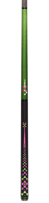 Poison VX BRKX Sport Wrap Jump/Break Pool Cue - Green and Pink with Venom Carbon Shaft