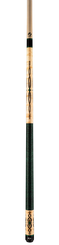 Viking HL0504 Helix Series Play Cue - Khaki-Stained Birdseye Maple with 80 Banded Malachite and Black Inlays