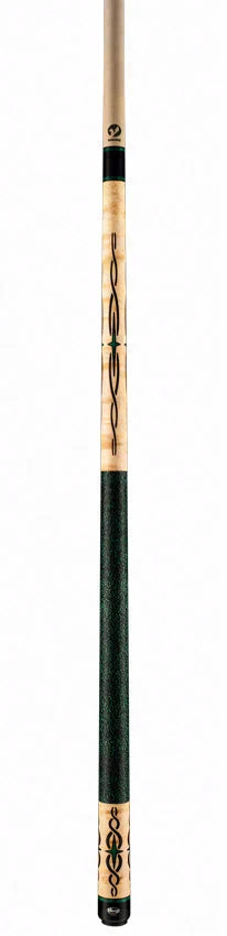 Viking Helix Series Khaki-Stained Birdseye Maple with 80 Banded Malachite and Black Inlays Play Cue - HL0504