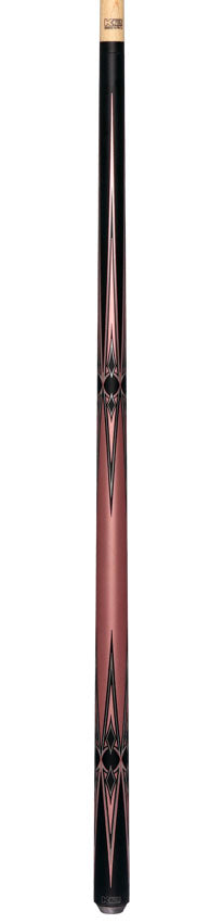 K2 Matte Metallic Pink with Black and Silver No Wrap Pool Cue with 11.75mm LD Koda Shaft