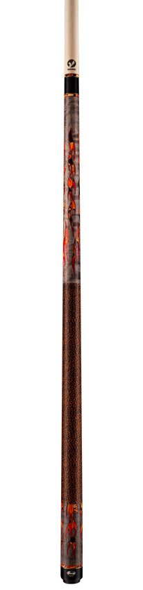 Viking DF0411 Defender Series Play Cue - Smoke Stained Birdseye Maple with Raging Fury and Red Premium Pearl Inlays