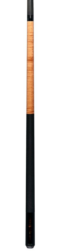 Bull Carbon Gold Stained Maple with Gold Genuine Shell Inlays Play Cue with Textured Leather Wrap