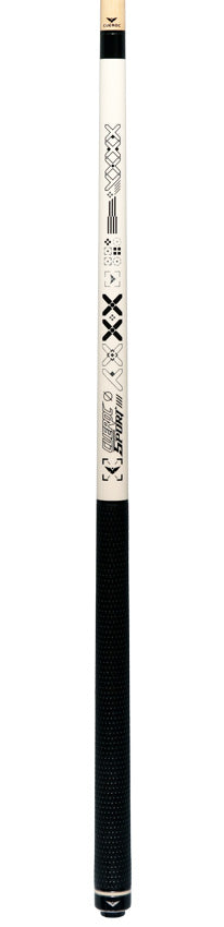 Cueroc White with Black and Silver Sport Graphic Pool Cue with Weave Wrap