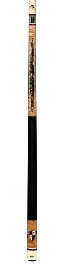 Viking Defender Series Maple with Smoke Sword Points and Shield Inlays Pool Cue - DF0804
