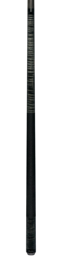 Bull Carbon Gray-Stained Curly Maple Play Cue with Textured Leather Wrap
