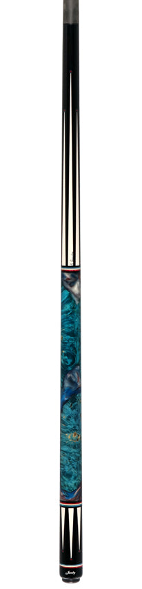Jacoby Ebony with White Juma Points and Impregnated Burl No Wrap Pool Cue with Carbon Shaft