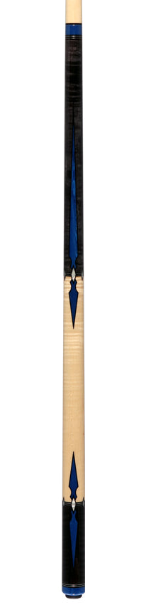 Pechauer Pro R Series Carbon Stained Maple with Blue Juma Points and Natural Maple Wrapless Pool Cue - P12R