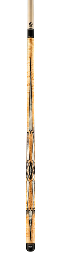 Viking MT0804 Motore Series Play Cue - Khaki-Stained Birdseye Maple with 40 Black and White Premium Pearl Inlays