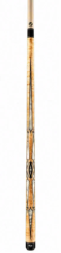 Viking Motore Series Play Cue Khaki-Stained Birdseye Maple with 40 Black and White Premium Pearl Inlays - MT0804