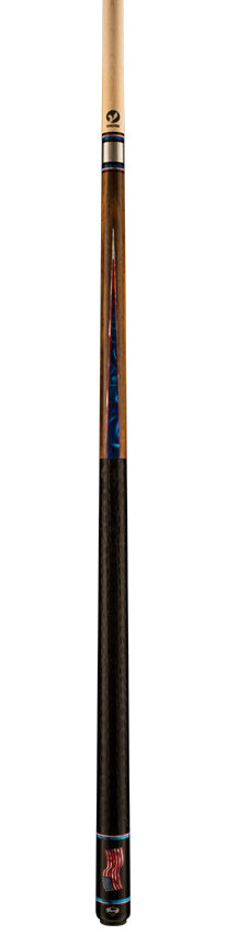 Viking Defender Series Rosewood Forearm and Blue Premium Pearl Points Pool Cue