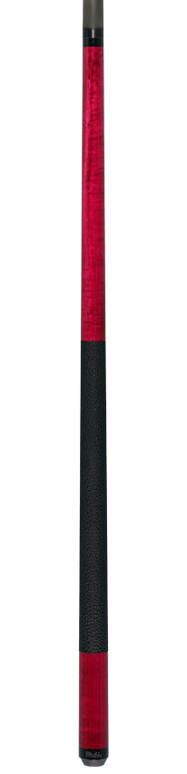 Bull Carbon Pink-Stained Curly Maple Play Cue with Textured Leather Wrap