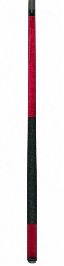 Bull Carbon Pink-Stained Curly Maple Play Cue with Textured Leather Wrap