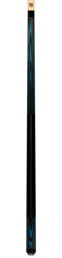KODA Sky Blue and Gray Laminate Pool Cue with Linen Wrap