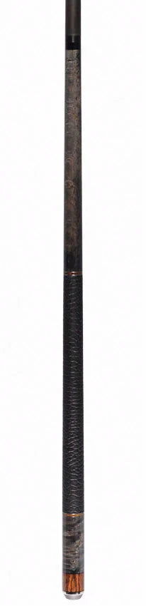 Bull Carbon Gray Birdseye Maple with Bocote Inlays Play Cue with Textured Leather Wrap