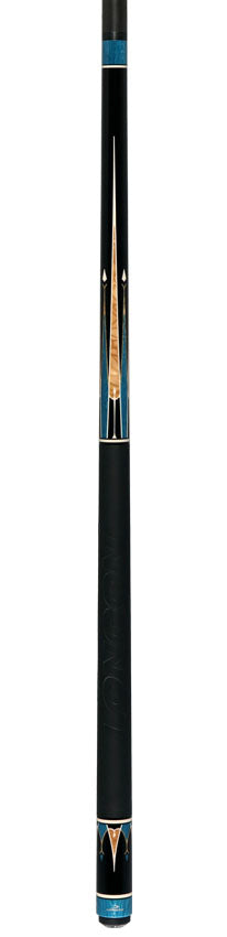 Longoni Galaxy Cyan Pool Cue with Elk Leather Wrap and Luna Nera Shaft