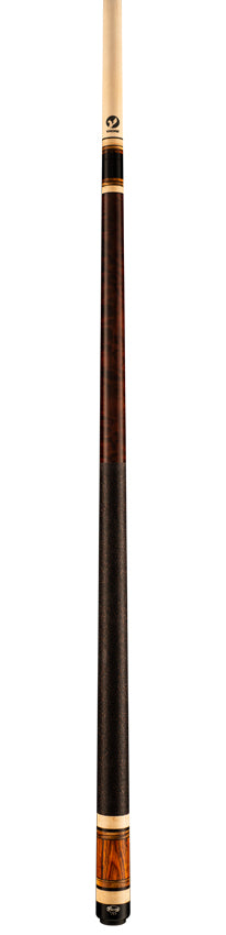 Viking IM0105 Impero Series Play Cue - Coffee-Stained Maple with Cocobolo, Ebony, and Zebrawood Rings