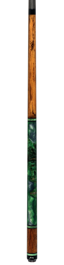 Jacoby Bocote with Green Impregnated Burl No Wrap Pool Cue with Carbon Shaft