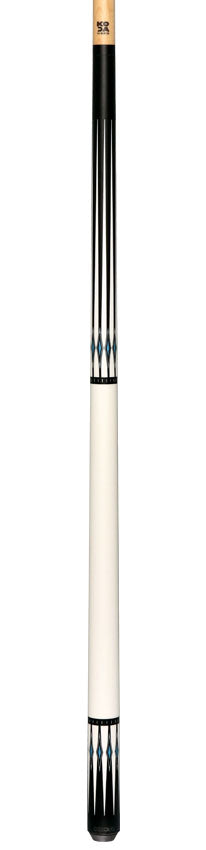 KODA Black-Stained Maple with White Points and Blue Inlay Graphic No Wrap Pool Cue - KD55