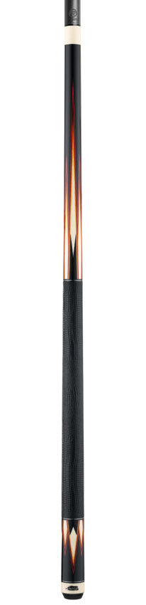 Predator Truesplice 16 Ebony Forearm with Red, Orange and Yellow Veneers Pool Cue with Lizard Wrap - Radial