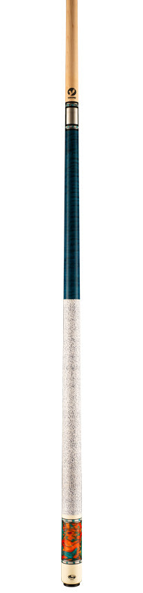 Viking B Series Teal Stained Birdseye Maple with Aqua Fire Premium Pearl Play Cue - B3881